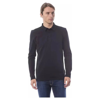 Verri Black Cotton Men Polo Shirt Long Sleeve