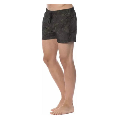 Roberto Cavalli Sport Army Polyester Men Swim Trunk