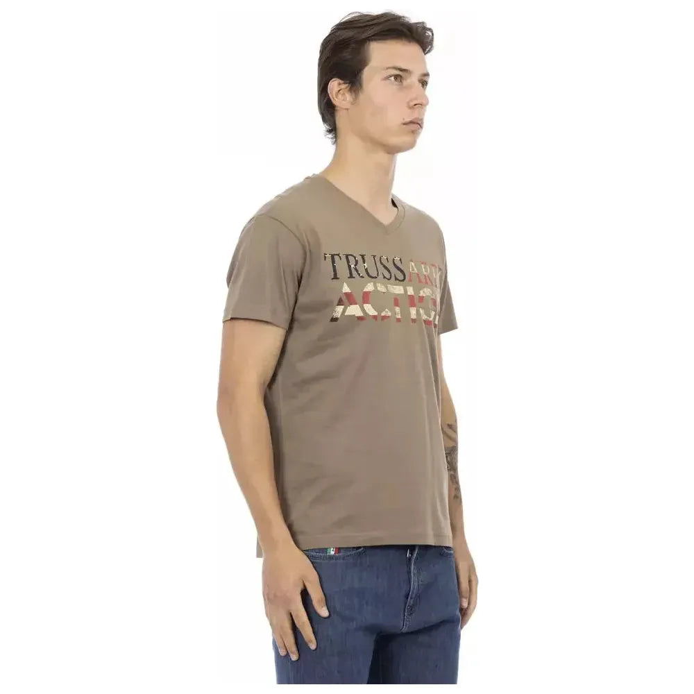 Trussardi Action Brown Cotton Men T-Shirt