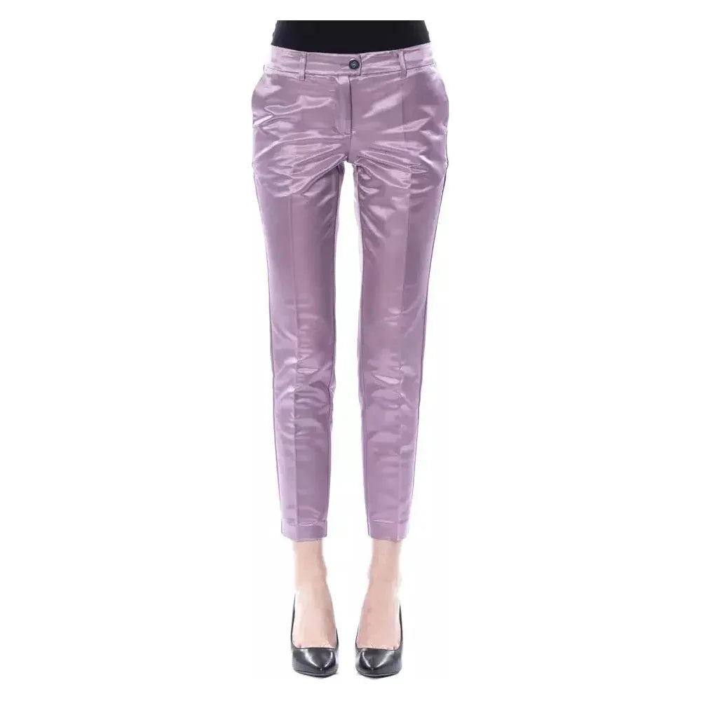BYBLOS Purple Cotton Women Pants 1728,67345744032,BYBLOS,Casual Pants - Pants - Clothing,Clothing,IT44|L,Jeans & Pants - Women - Clothing,New with tags,Pants - Clothing,Purple,Women,Women - Clothing