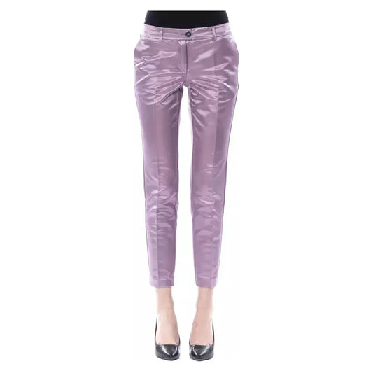 BYBLOS Purple Cotton Women Pants 1728,67345744032,BYBLOS,Casual Pants - Pants - Clothing,Clothing,IT44|L,Jeans & Pants - Women - Clothing,New with tags,Pants - Clothing,Purple,Women,Women - Clothing