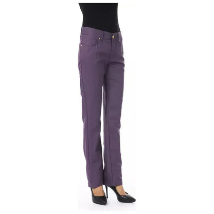BYBLOS Purple Cotton Women Pant 1728,67345744032,BYBLOS,Casual Pants - Pants - Clothing,Clothing,Jeans & Pants - Women - Clothing,New with tags,Pants - Clothing,Purple,W28,W29,W30,Women,Women - Clothing