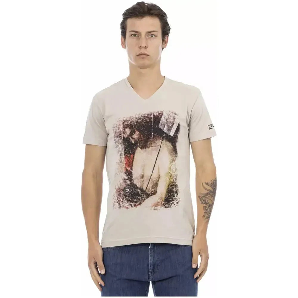 Trussardi Action Beige Cotton Men T-Shirt TR-22845-S