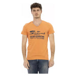 Trussardi Action Orange Cotton Men V-Neck T-Shirt TR-22823-M