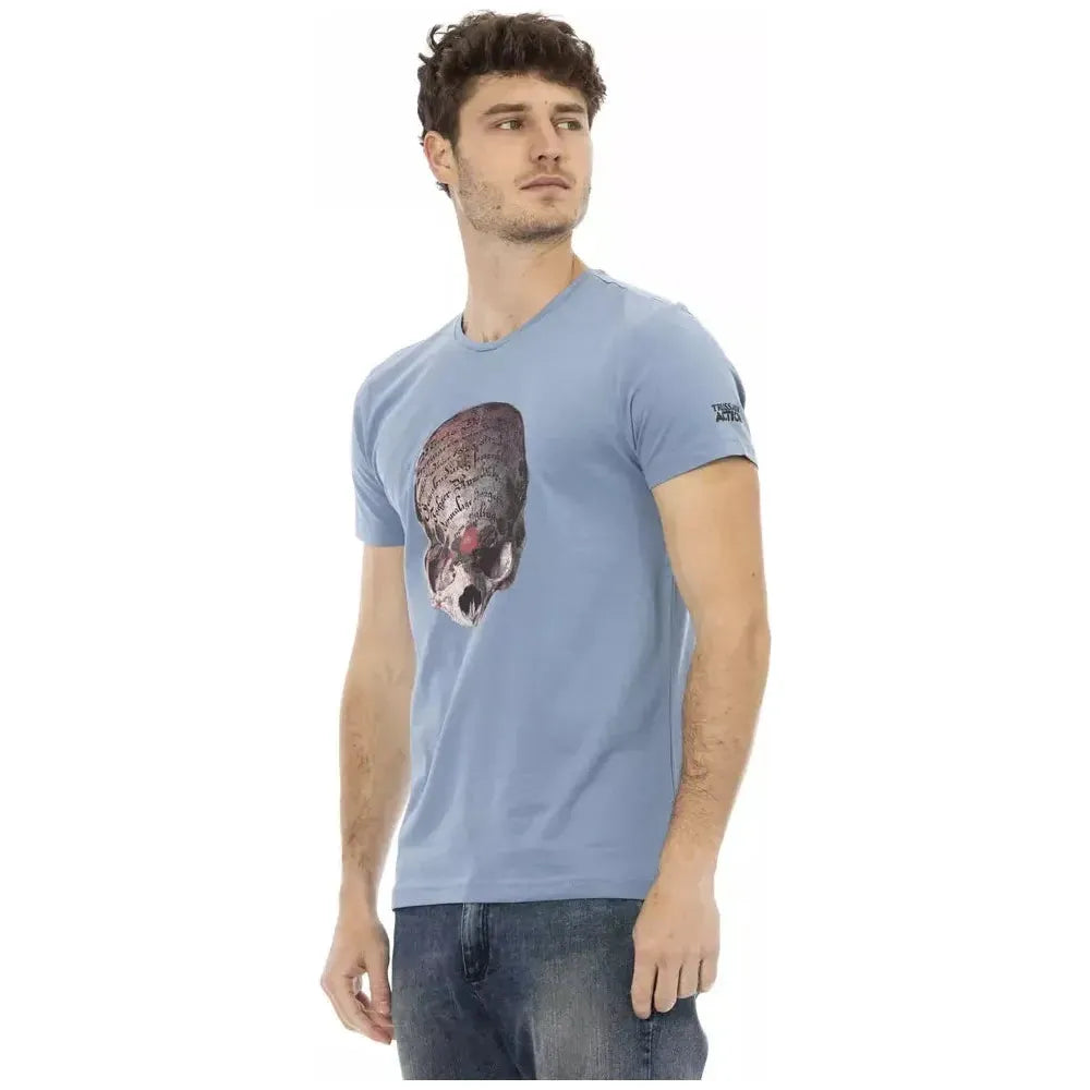 Trussardi Action Light Blue Cotton Men T-Shirt