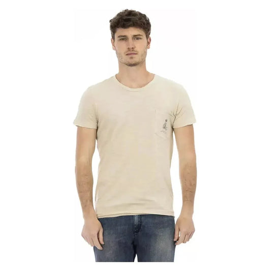Trussardi Action Beige Cotton Men T-Shirt TR-22726-XL