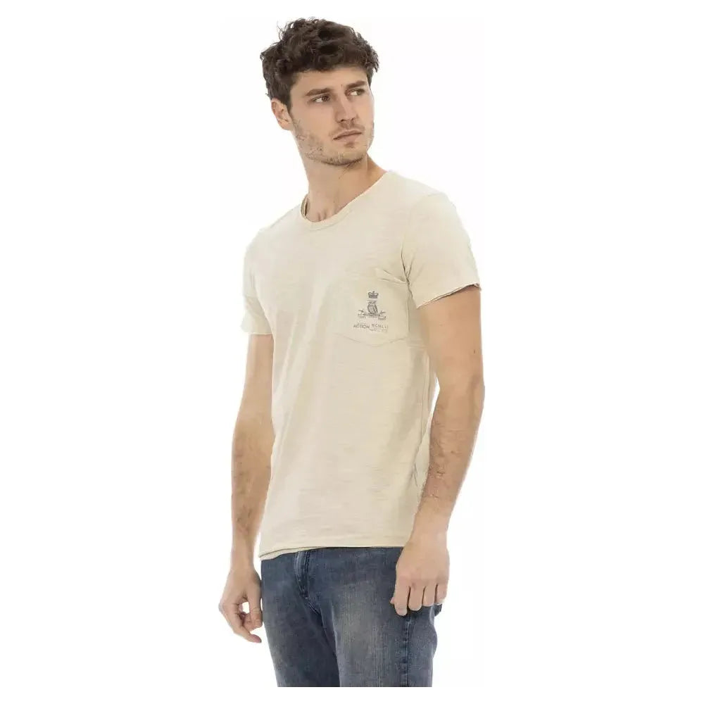 Trussardi Action Beige Cotton Men T-Shirt TR-22726-XL