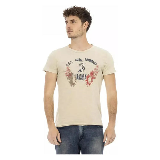 Trussardi Action Beige Cotton Men T-Shirt TR-22728-L