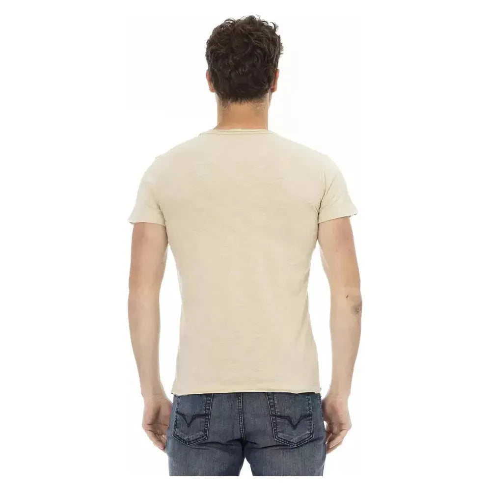 Trussardi Action Beige Cotton Men T-Shirt TR-22728-L