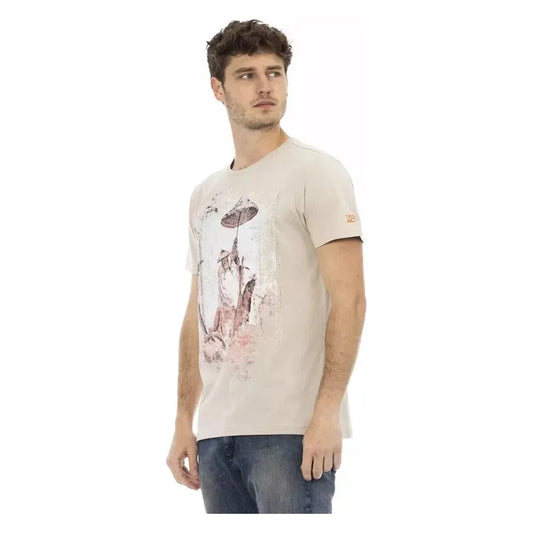 Trussardi Action Beige Cotton Men T-Shirt TR-22709-M