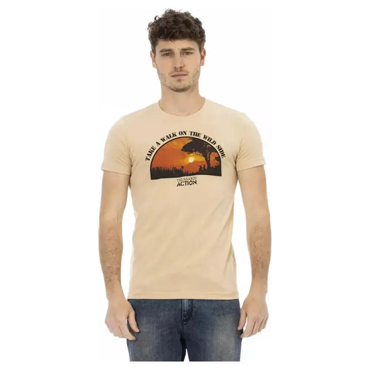 Trussardi Action Beige Cotton Men T-Shirt TR-22679-M