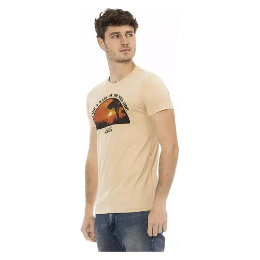 Trussardi Action Beige Cotton Men T-Shirt TR-22679-M
