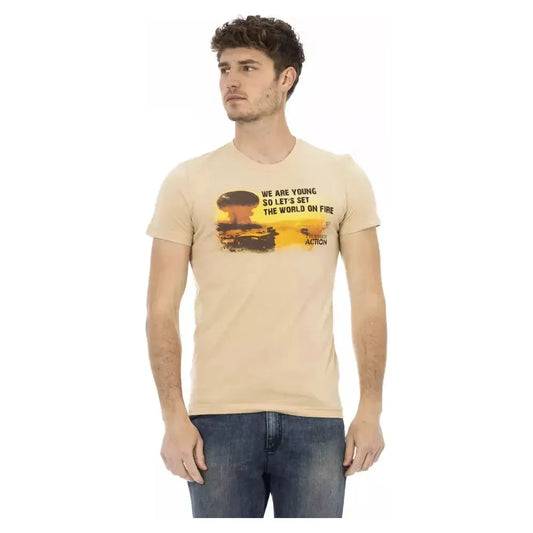 Trussardi Action Beige Cotton Men T-Shirt TR-22673-XL