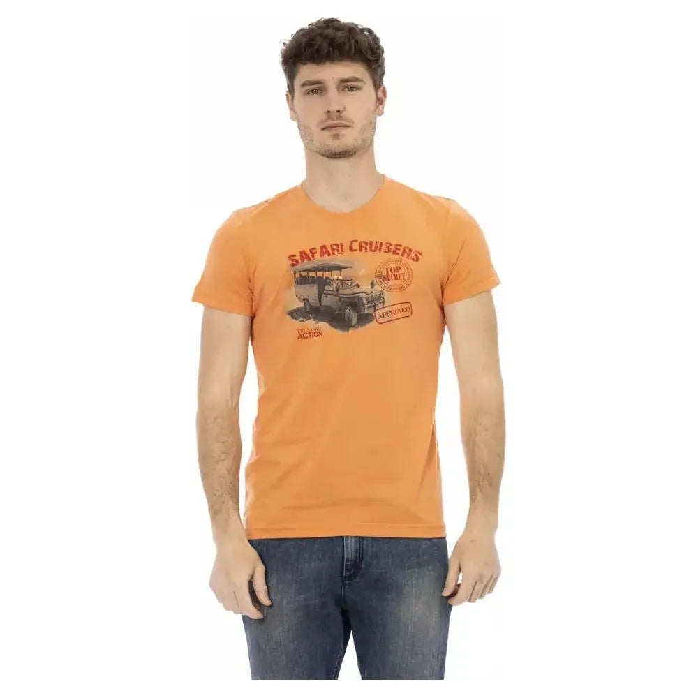 Trussardi Action Orange Cotton Men T-Shirt TR-22669-M