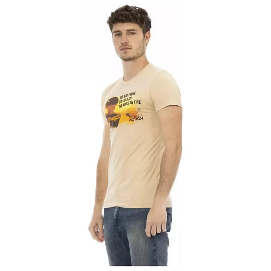 Trussardi Action Beige Cotton Men T-Shirt TR-22673-XL
