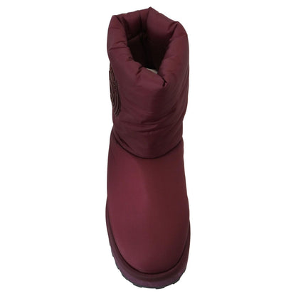 Dolce & Gabbana Bordeaux Nylon Boots Padded Mid Shoes