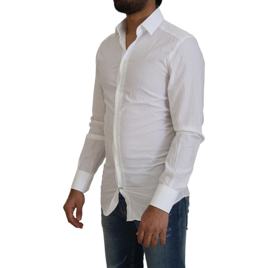 Dolce & Gabbana White Cotton Slim Fit Formal Dress GOLD Shirt TSH83045 - 37