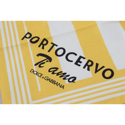 Dolce & Gabbana Yellow Portocervo Cotton Shawl Wrap Scarf