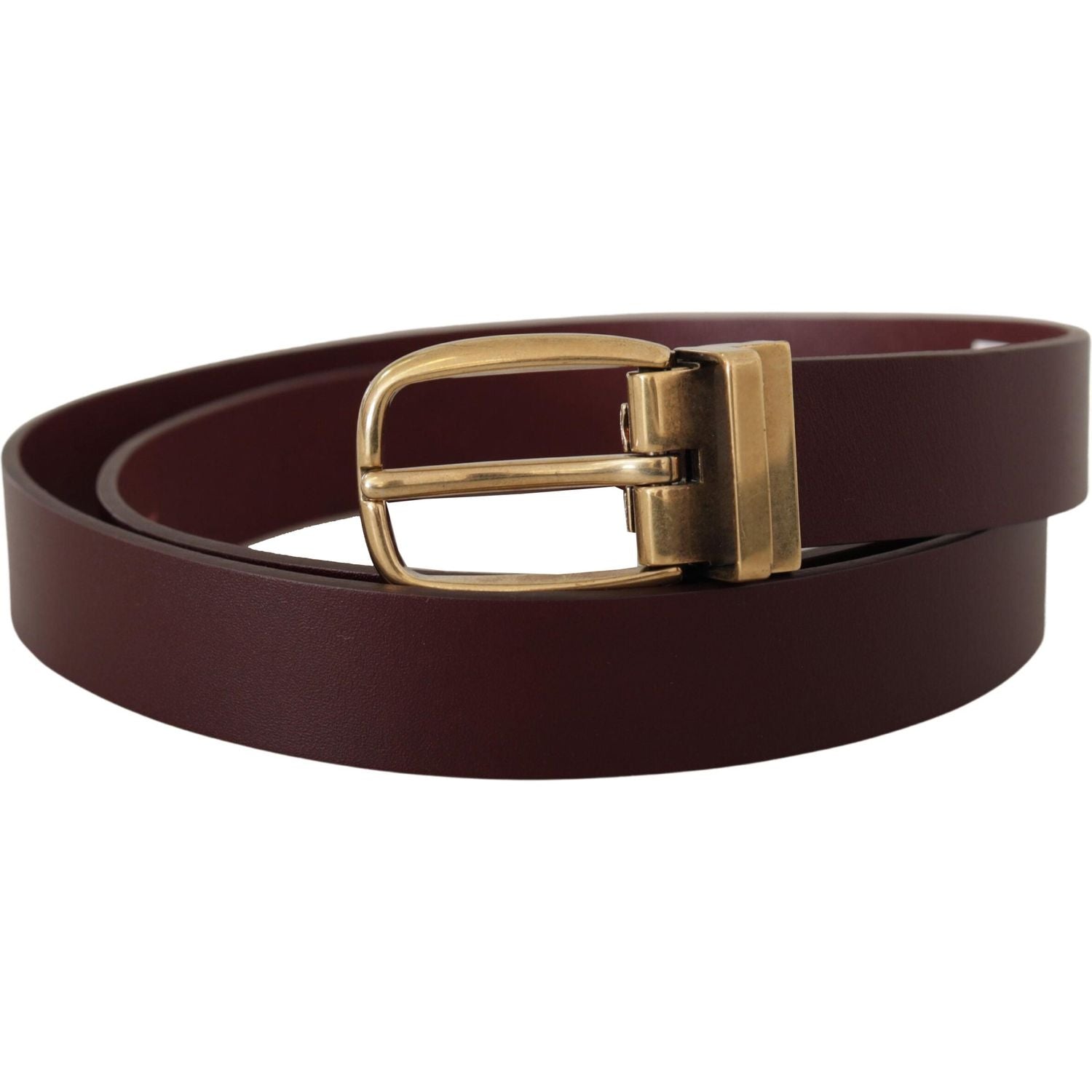 Dolce & Gabbana Brown Leather Classic Gold Metal Buckle Belt