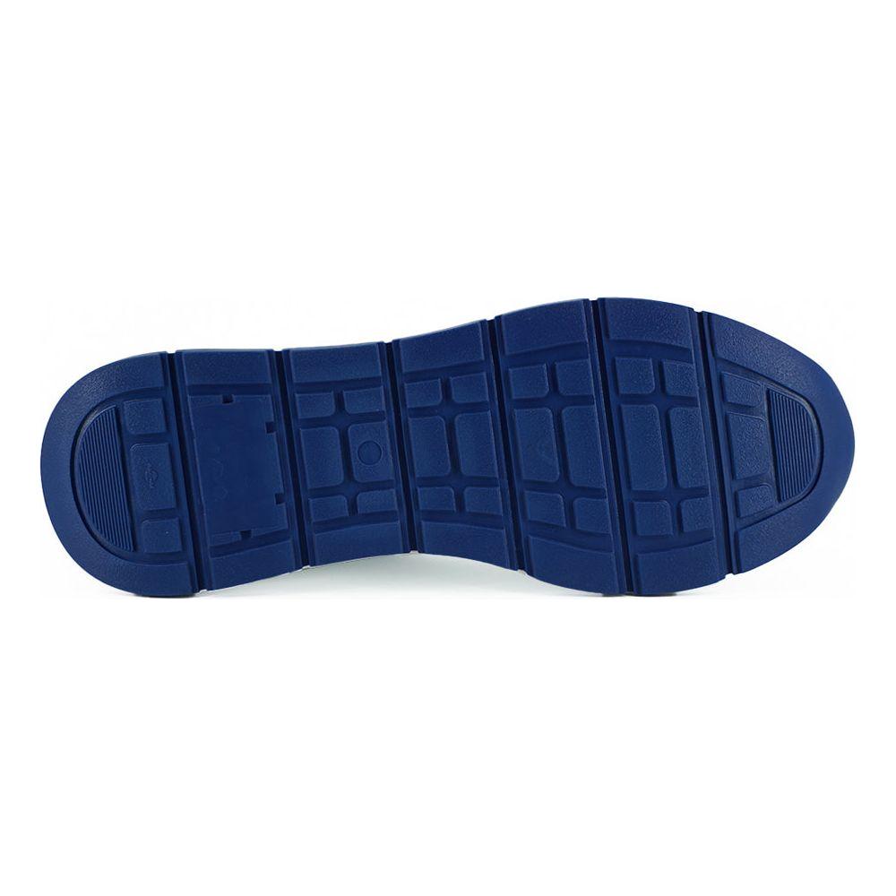 Versace Elegant Blue and White Leather Sneakers