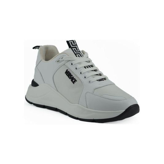 Versace Sleek White Calf Leather Sneakers 8054712372438