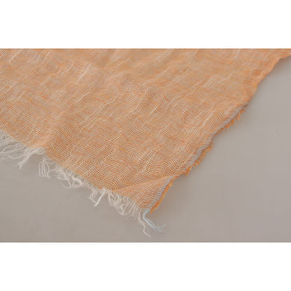 Malo Peach Linen Knitted Shawl Wrap Fringes Scarf