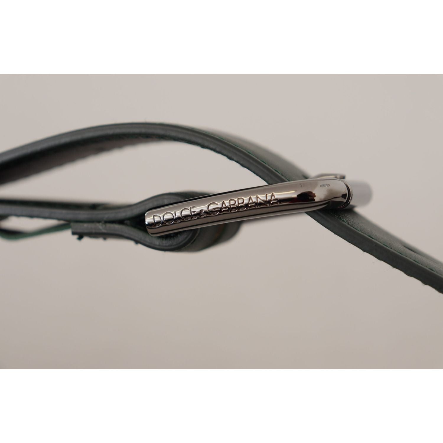 Dolce & Gabbana Army Green Leather Logo Metal Waist Buckle Belt