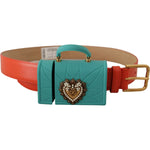 Dolce & Gabbana Orange Leather Devotion Heart Micro Bag Headphones Belt WMB170 - 70