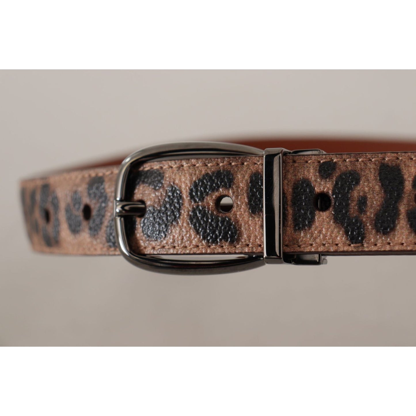 Dolce & Gabbana Brown Leopard Embossed Leather Buckle Belt WMB188 - 75