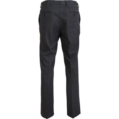 BENCIVENGA Gray Checkered Wool Dress Formal Pants