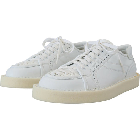 Dolce & Gabbana White Leather Low Top Oxford Sneakers Casual Shoes MV4884-40