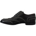 Dolce & Gabbana Black Leather Derby Dress Studded Shoes