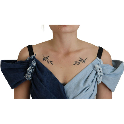 Dolce & Gabbana Two Tone Blue Patchwork Denim Mini Dress