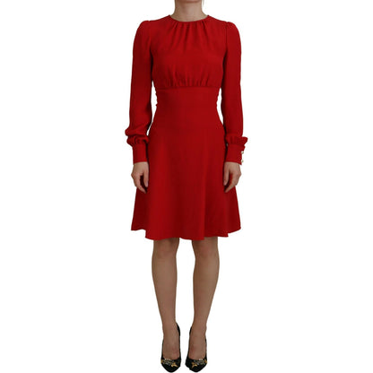 Dolce & Gabbana Red Silk Sheath A-line Knee Length Dress