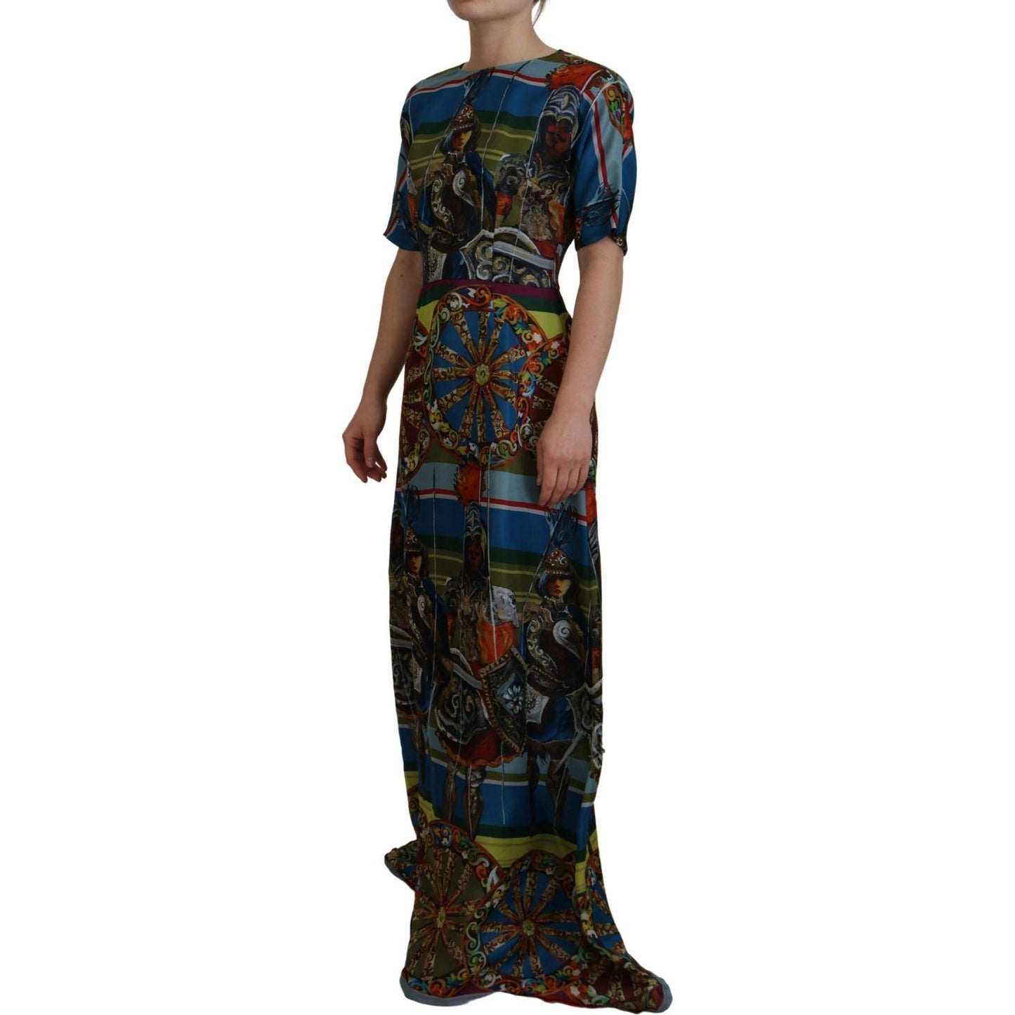 Dolce & Gabbana Multicolor Sicily Silk A-line Long Gown Dress