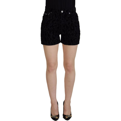 Dolce & Gabbana Black Denim Cotton Stretch Hot Pants Shorts