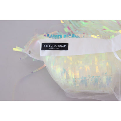 Dolce & Gabbana Multicolor Iridescent Fringed Tulle Skirt