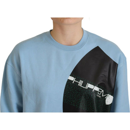 Philippe Model Light Blue Logo Printed Long Sleeves Sweater