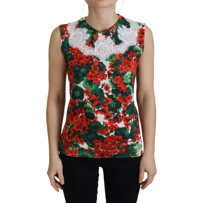 Dolce & Gabbana White Floral Wool Lace Vest Tank Top