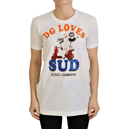 Dolce & Gabbana White Cotton DG Loves SUD T-shirt TSH8086- 36