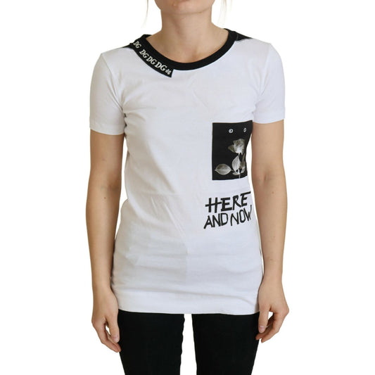 Dolce & Gabbana White Cotton T-shirt Crewneck T-shirt TSH8146- 36