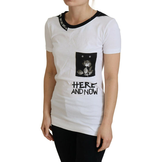 Dolce & Gabbana White Cotton T-shirt Crewneck T-shirt TSH8146- 36