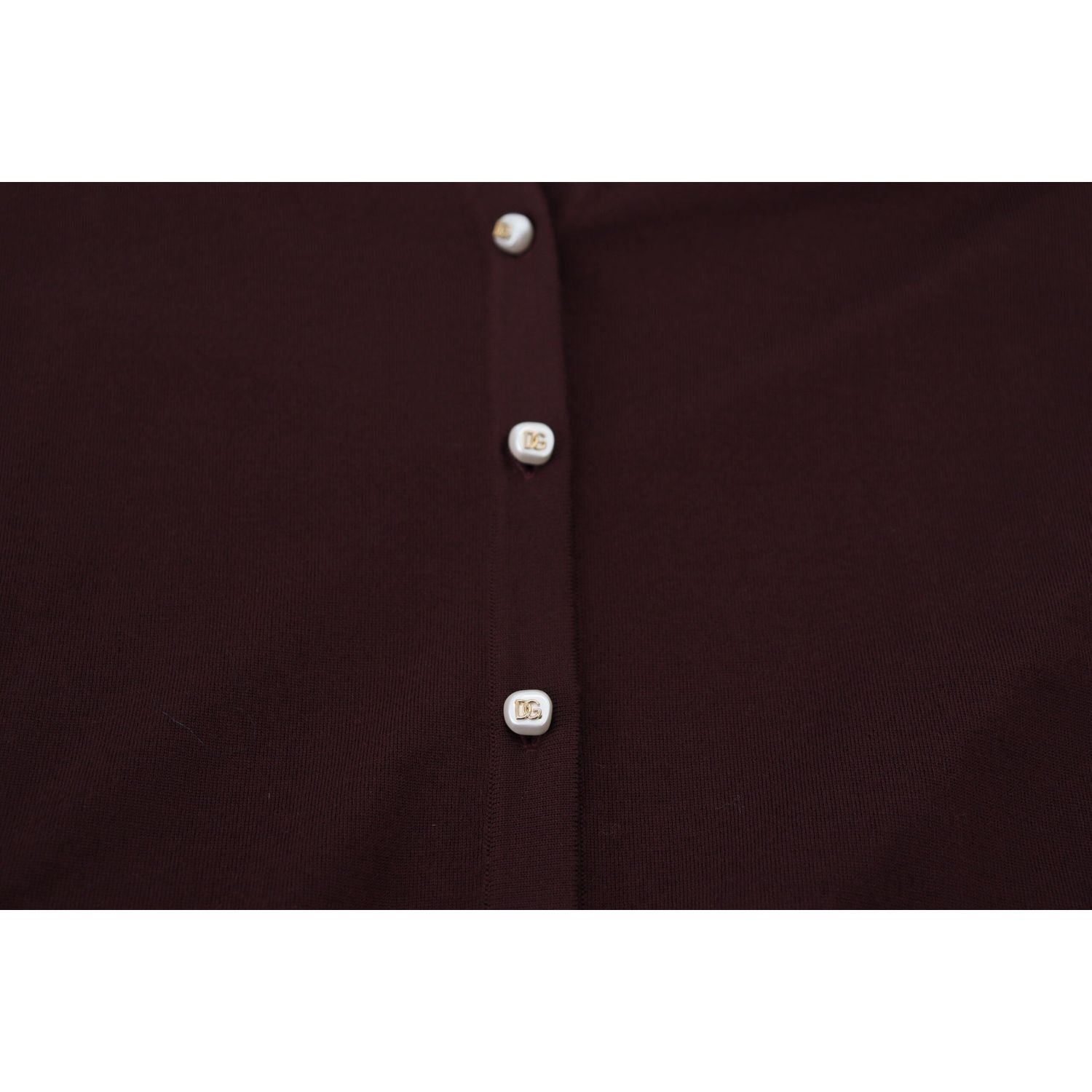 Dolce & Gabbana Maroon Wool Knit Deep V-neck Cardigan Sweater