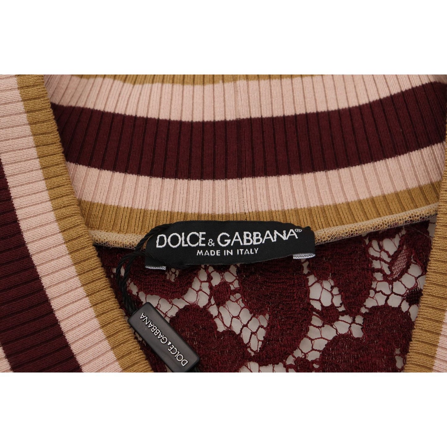 Dolce & Gabbana Multicolor Lace V-neck Pullover Sweater