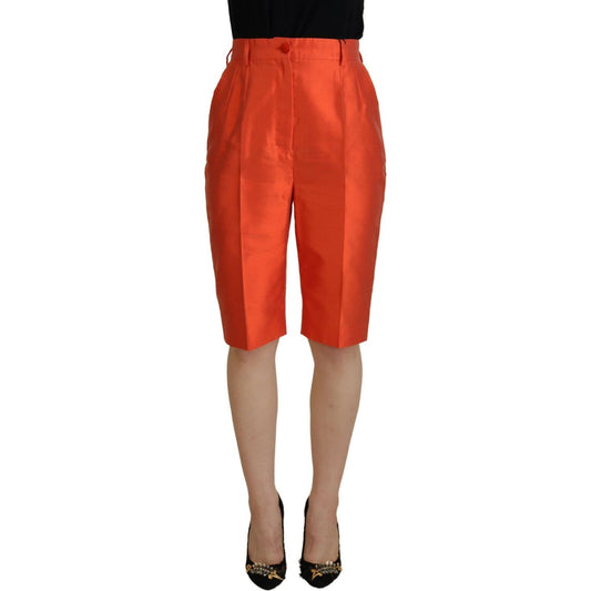 Dolce & Gabbana Orange Silk High Waist Cropped Pants PAN74170- 40