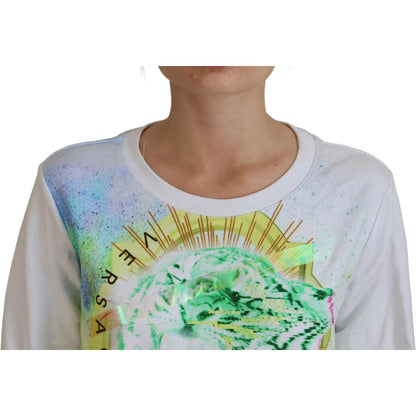 Versace Jeans White Graphic Print Long Sleeves Sweater