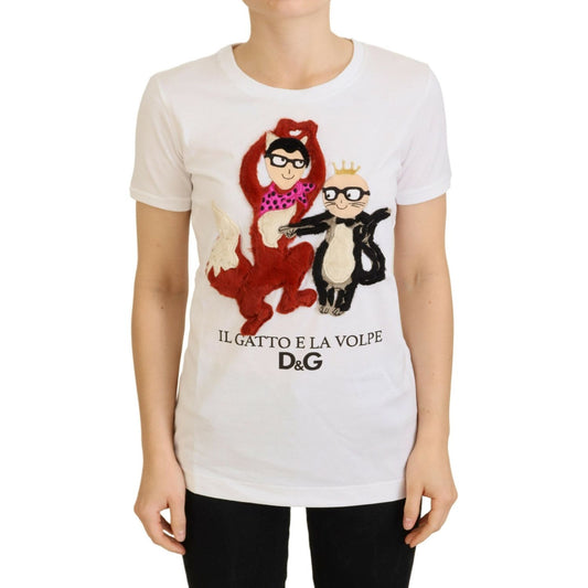 Dolce & Gabbana T-shirt Top White Textured Short Sleeve TSH83663 -40
