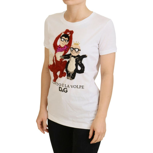 Dolce & Gabbana T-shirt Top White Textured Short Sleeve TSH83663 -40