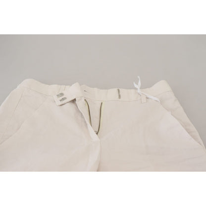 Dondup White High Waist Tapered Women Pants