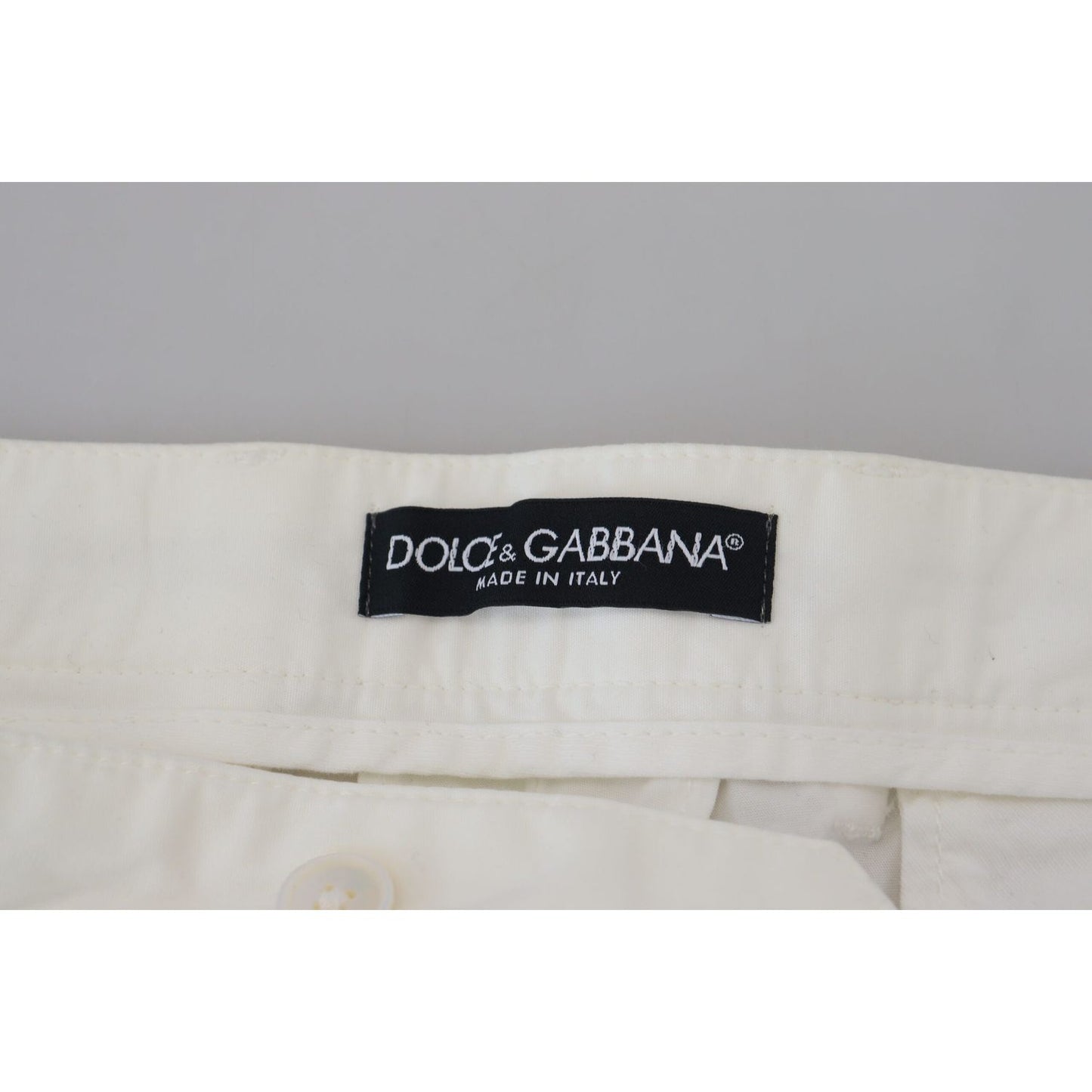 Dolce & Gabbana White Cotton Skinny Chino Pants